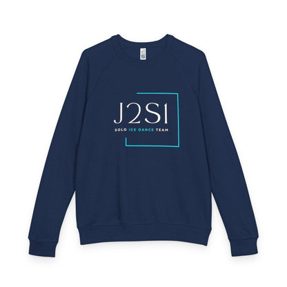 J2SI Logo Crewneck Sweatshirt — Minimalist Teal Accent Raglan Pullover
