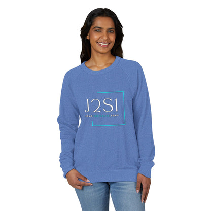 J2SI Logo Crewneck Sweatshirt — Minimalist Teal Accent Raglan Pullover