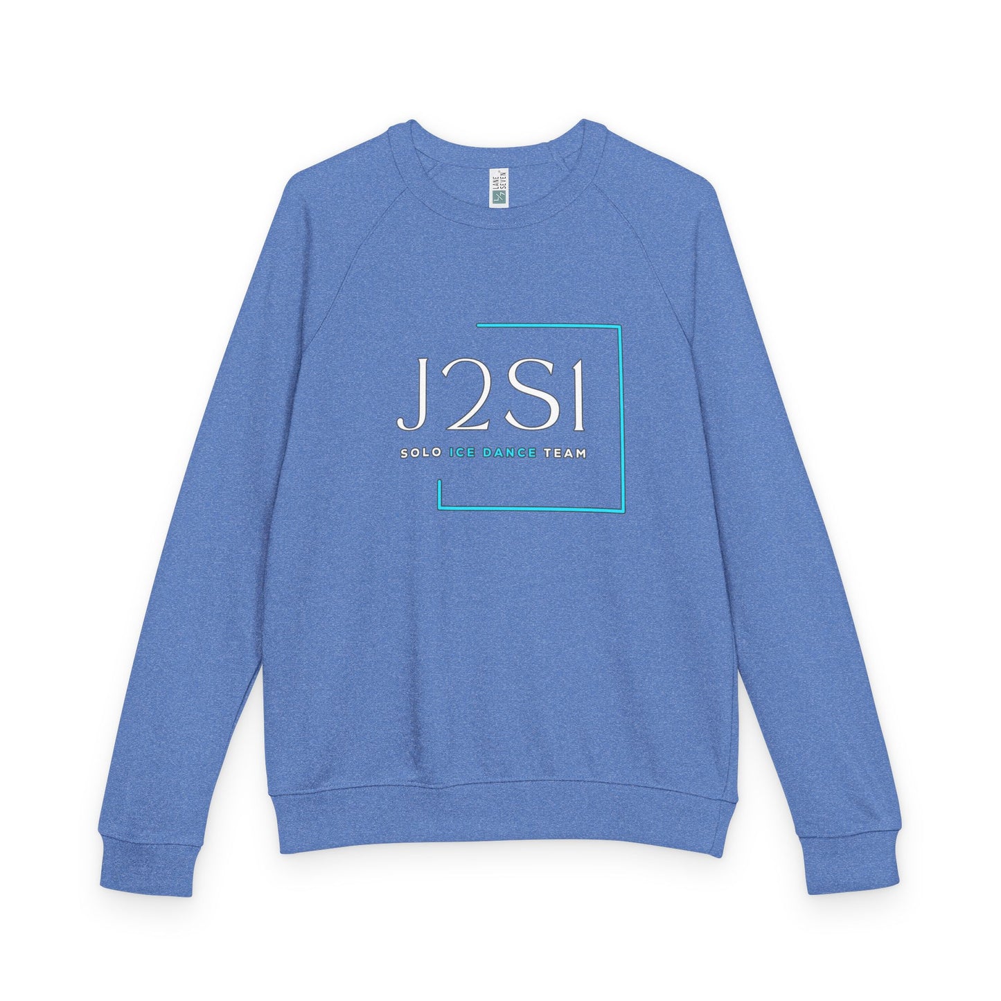 J2SI Logo Crewneck Sweatshirt — Minimalist Teal Accent Raglan Pullover