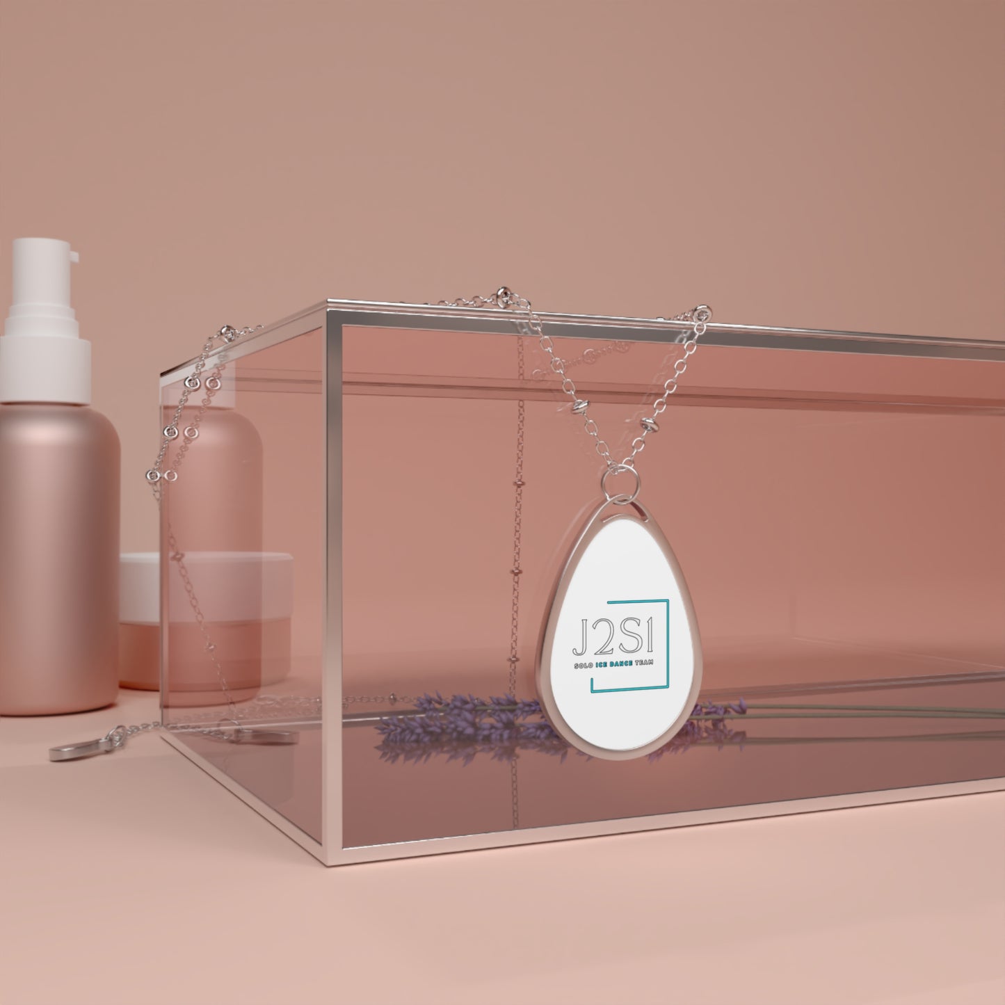 J2S1 Personalized Oval Photo Necklace — Engraved Teardrop Pendant