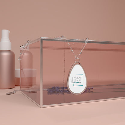 J2S1 Personalized Oval Photo Necklace — Engraved Teardrop Pendant