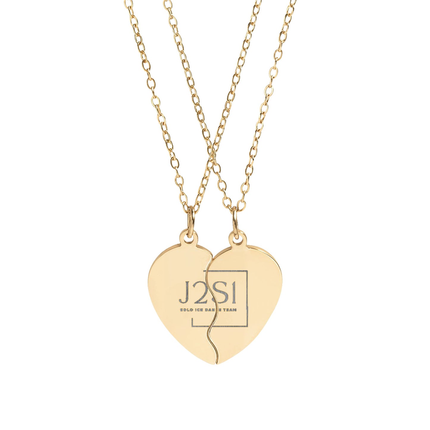 J2S1 Engravable Break-Apart Heart Necklace Set – Split Pendant Best Friend Jewelry