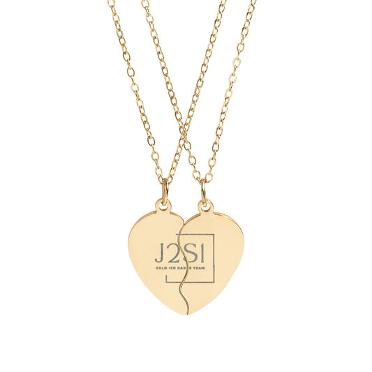 J2S1 Engravable Break-Apart Heart Necklace Set – Split Pendant Best Friend Jewelry