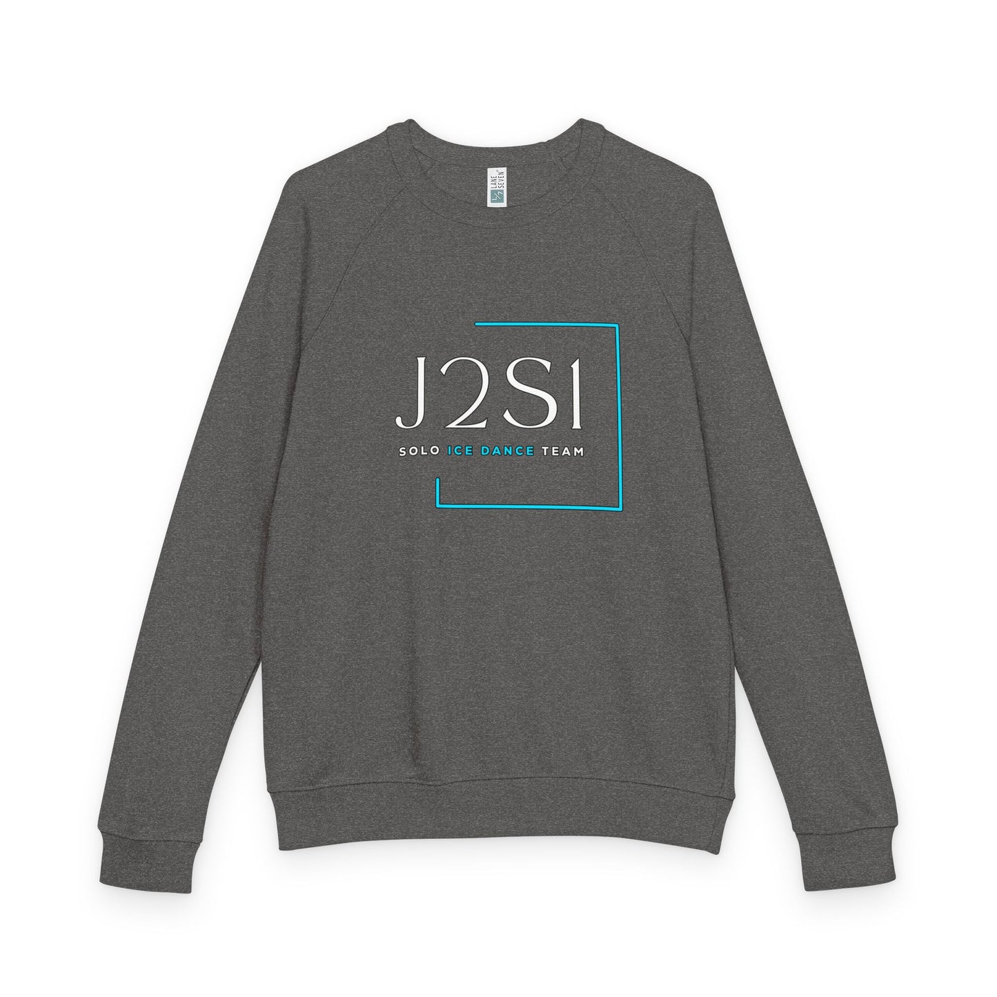 J2SI Logo Crewneck Sweatshirt — Minimalist Teal Accent Raglan Pullover