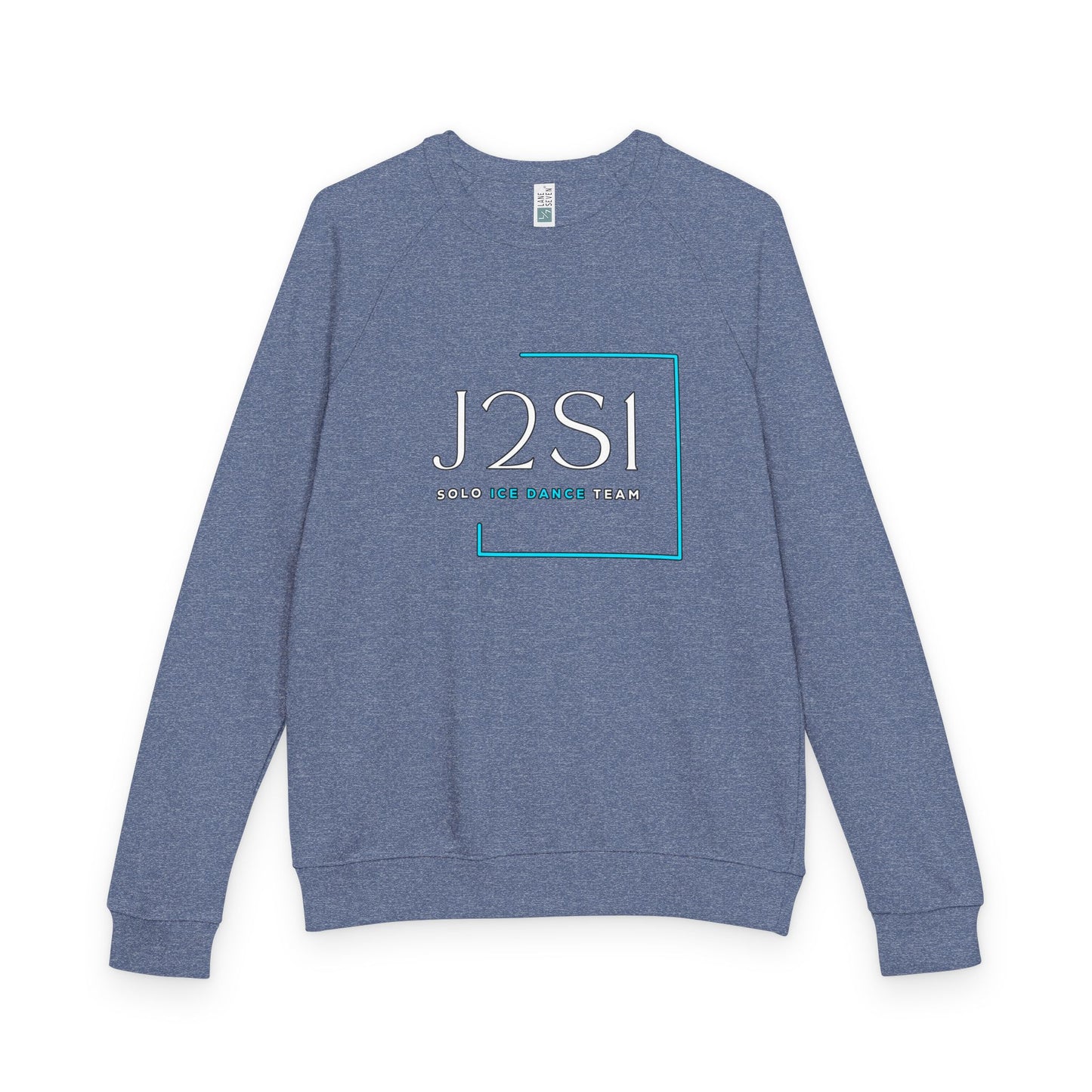J2SI Logo Crewneck Sweatshirt — Minimalist Teal Accent Raglan Pullover