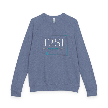 J2SI Logo Crewneck Sweatshirt — Minimalist Teal Accent Raglan Pullover