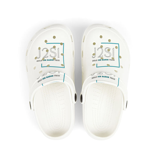 Kids EVA Foam Clogs — White J2SI Logo Slip-On Sandals
