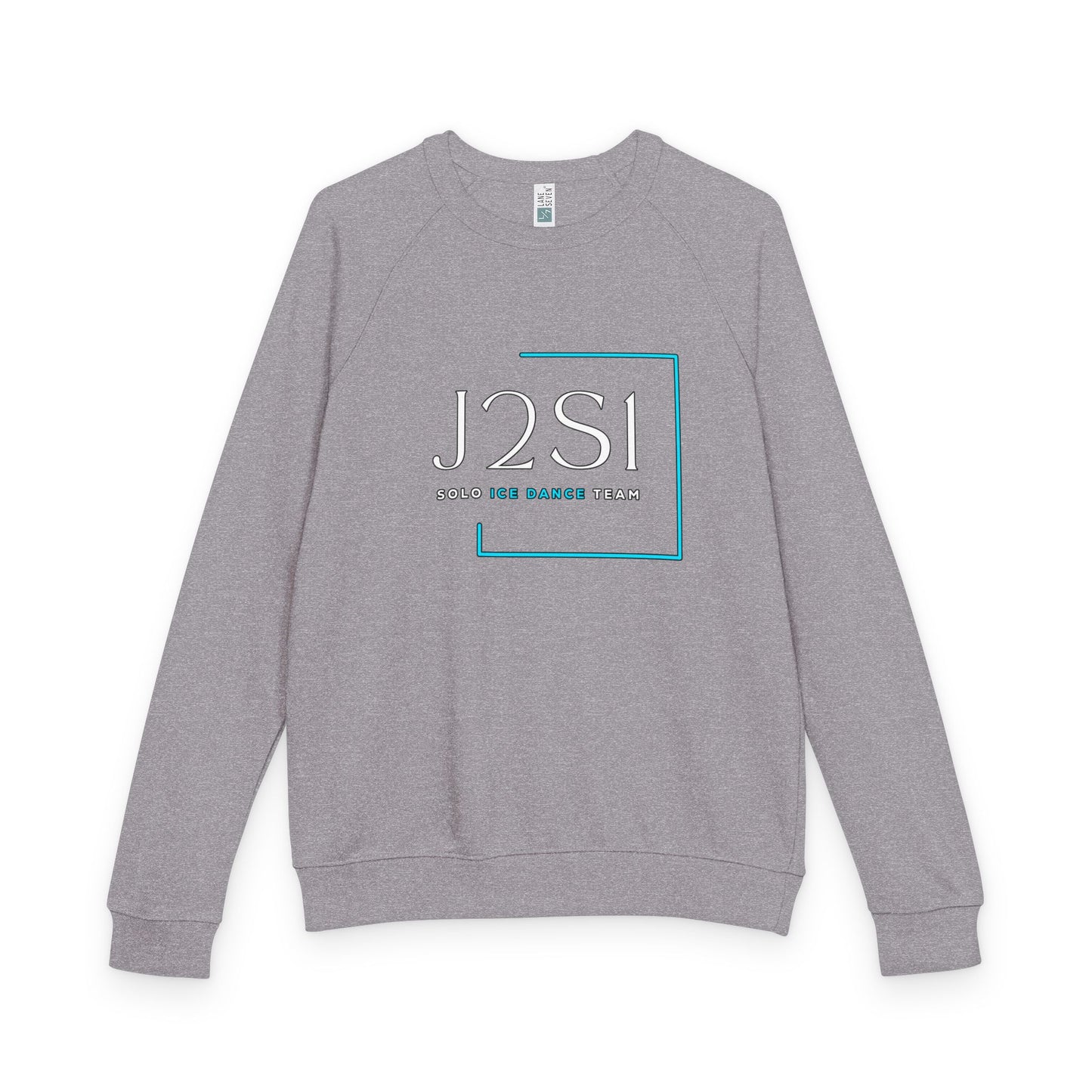 J2SI Logo Crewneck Sweatshirt — Minimalist Teal Accent Raglan Pullover