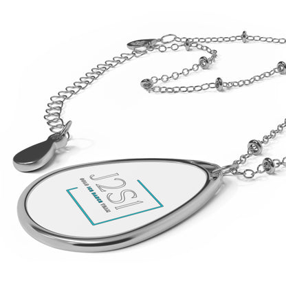 J2S1 Personalized Oval Photo Necklace — Engraved Teardrop Pendant