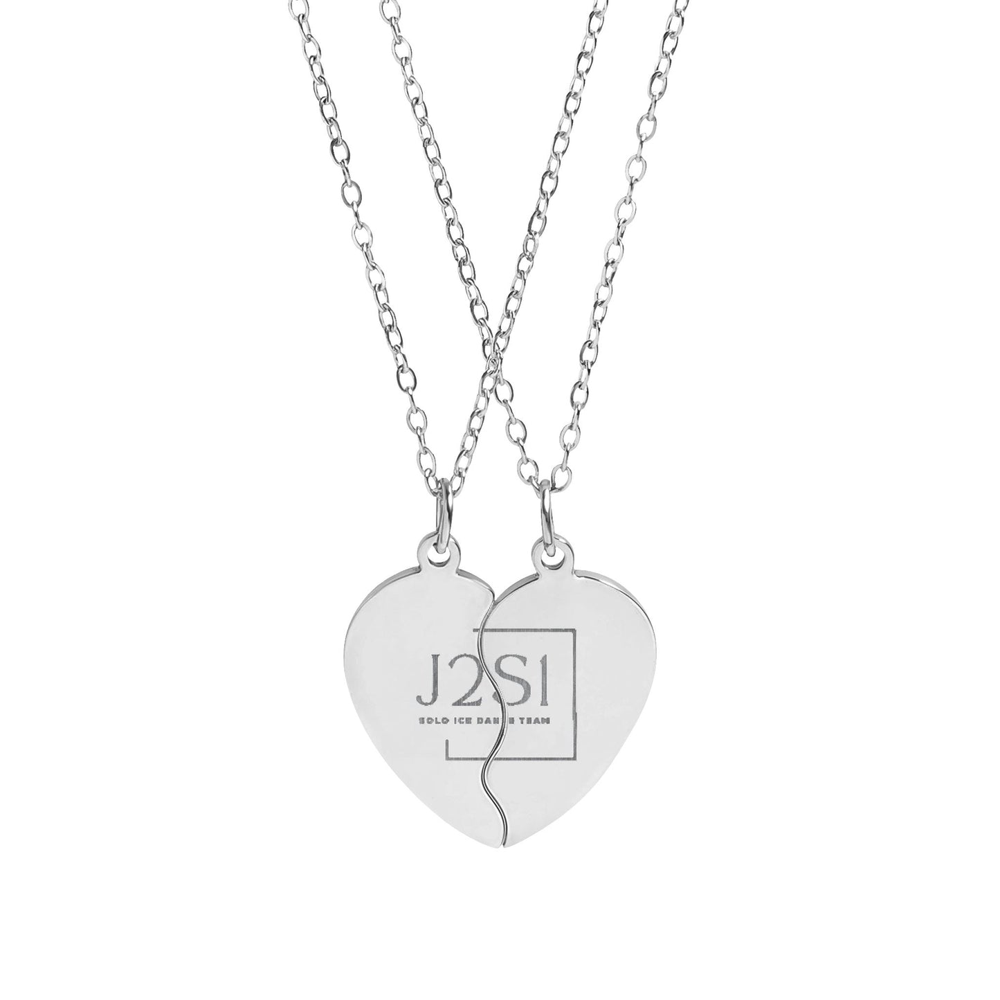 J2S1 Engravable Break-Apart Heart Necklace Set – Split Pendant Best Friend Jewelry