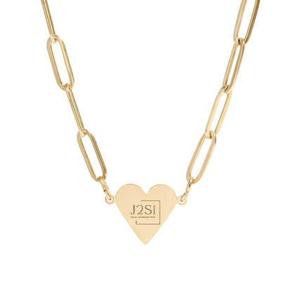 Engravable Paperclip Heart Necklace - Personalized Gold or Rose Pendant