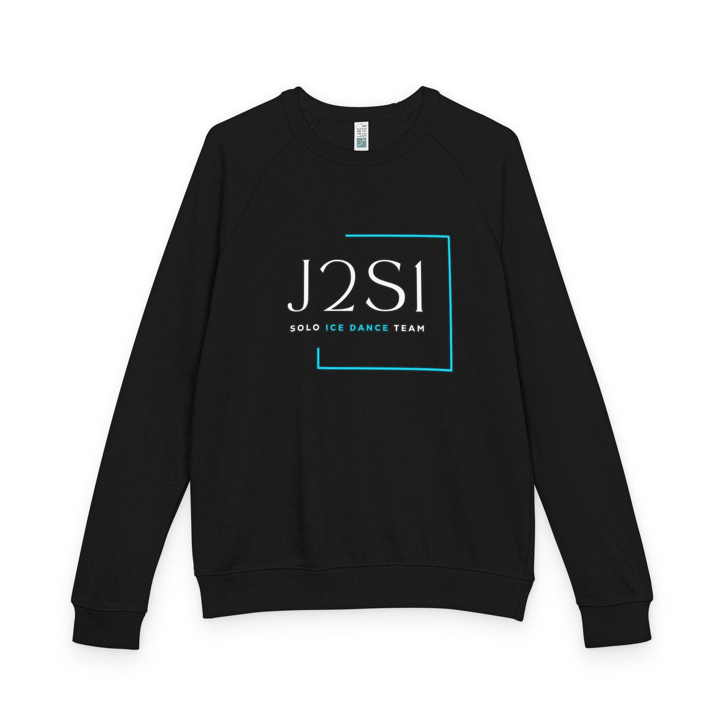 J2SI Logo Crewneck Sweatshirt — Minimalist Teal Accent Raglan Pullover